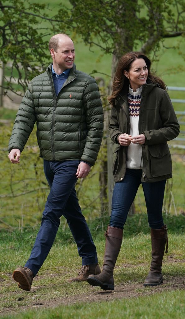 William and Kate in outdoorwear at farm