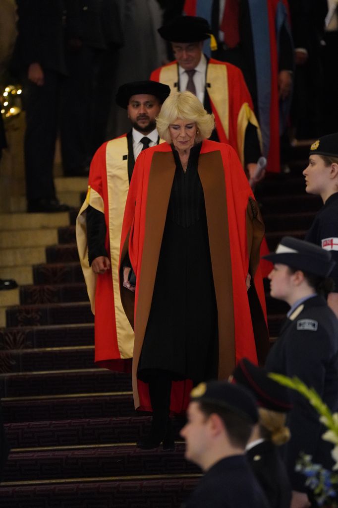  Queen Camilla joins other awardees as she is presented with an honorary doctorate of literature from the University of London by the University's Chancellor, Princess Anne