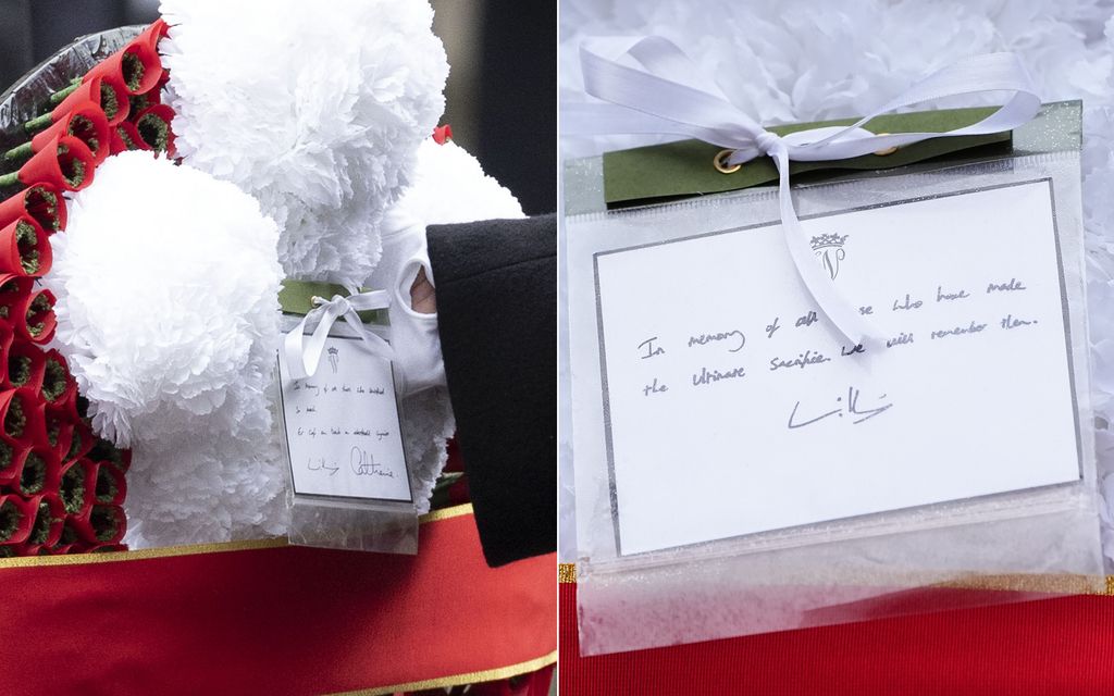 William and Kate's wreath in 2023 (left) and this year