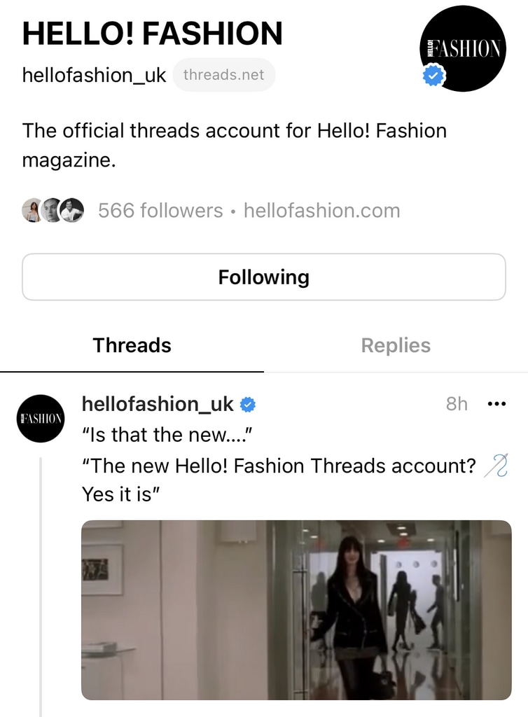 Hello! Fashion's Threads homepage 