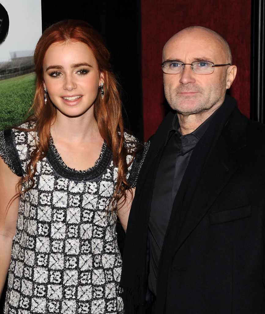 Actress Lily Collins and musician Phil Collins in 2009