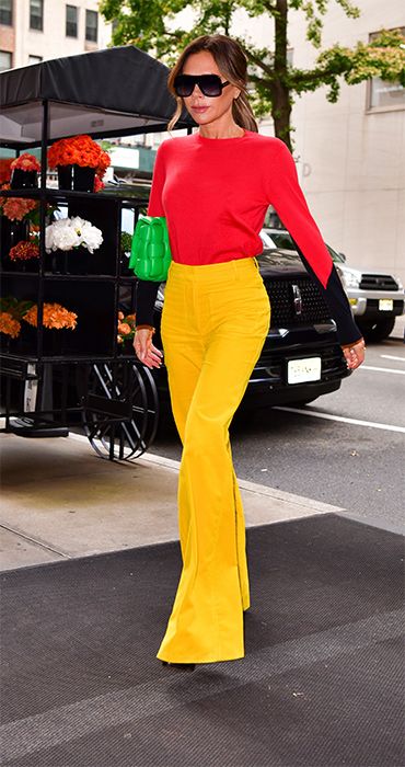 victoria beckham yellow trousers
