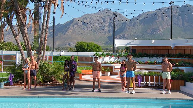 Love Island stars stand by pool for coupling up ceremony in episode one