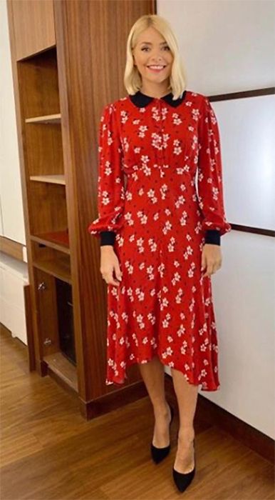 Holly Willoughby's red floral Ghost dress is half price &This Morning ...