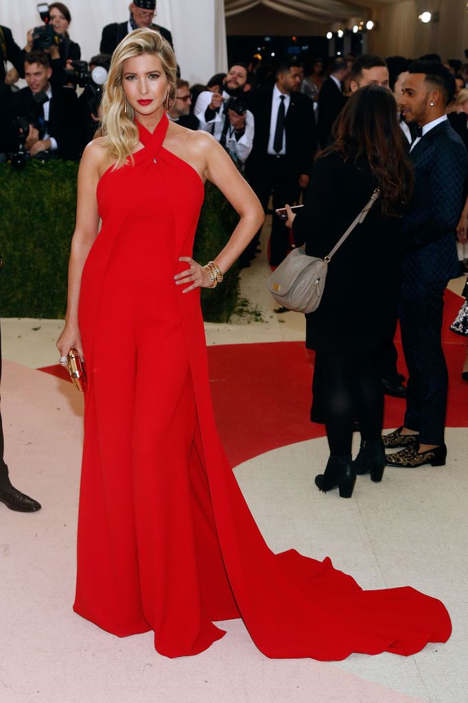 Ivanka Trump in red jumpsuit at Met Gala 