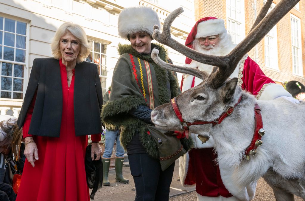 Her Majesty, Camilla, The Queen Consort meets Blixen the reindeer and Santa Claus 