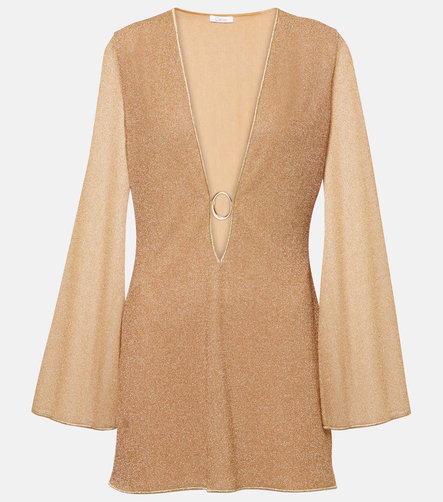 Lumière Metallic Mini Dress by oseree in gold