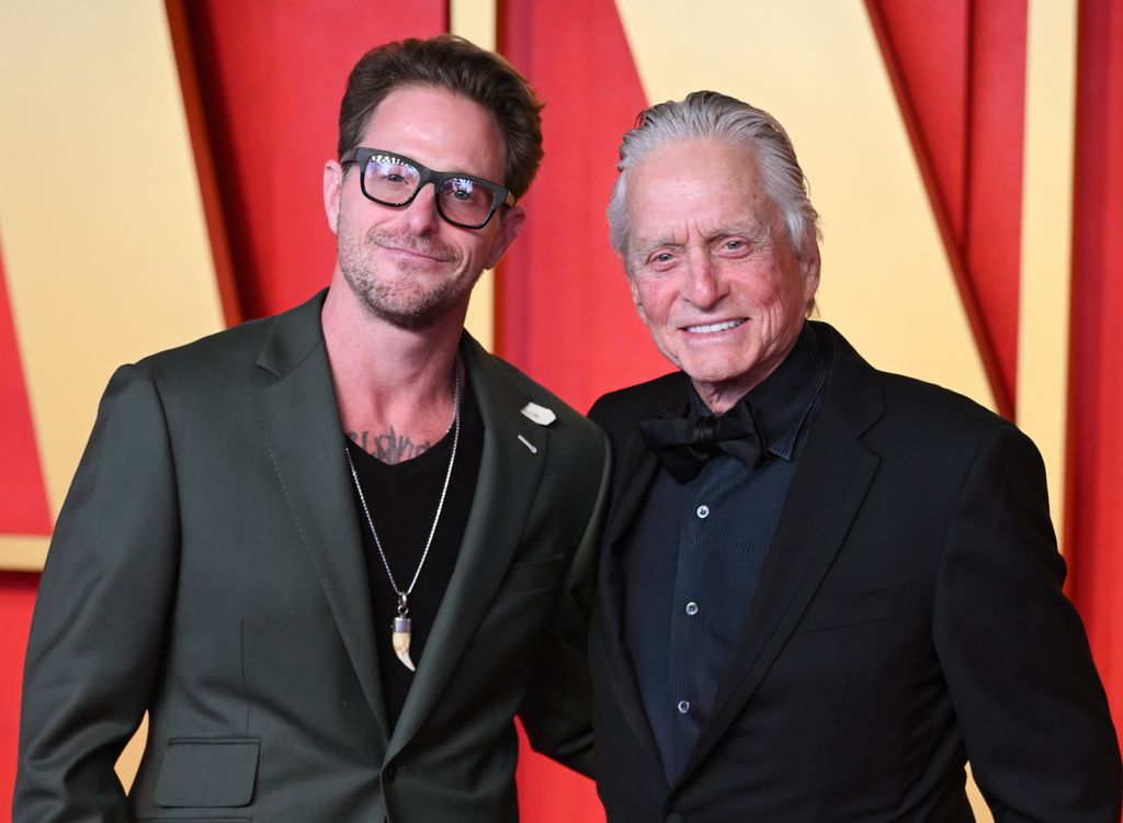 Cameron Douglas and Michael Douglas attend the 2024 Vanity Fair Oscar Party hosted by Radhika Jones at the Wallis Annenberg Center for the Performing Arts on March 10, 2024 in Beverly Hills, California