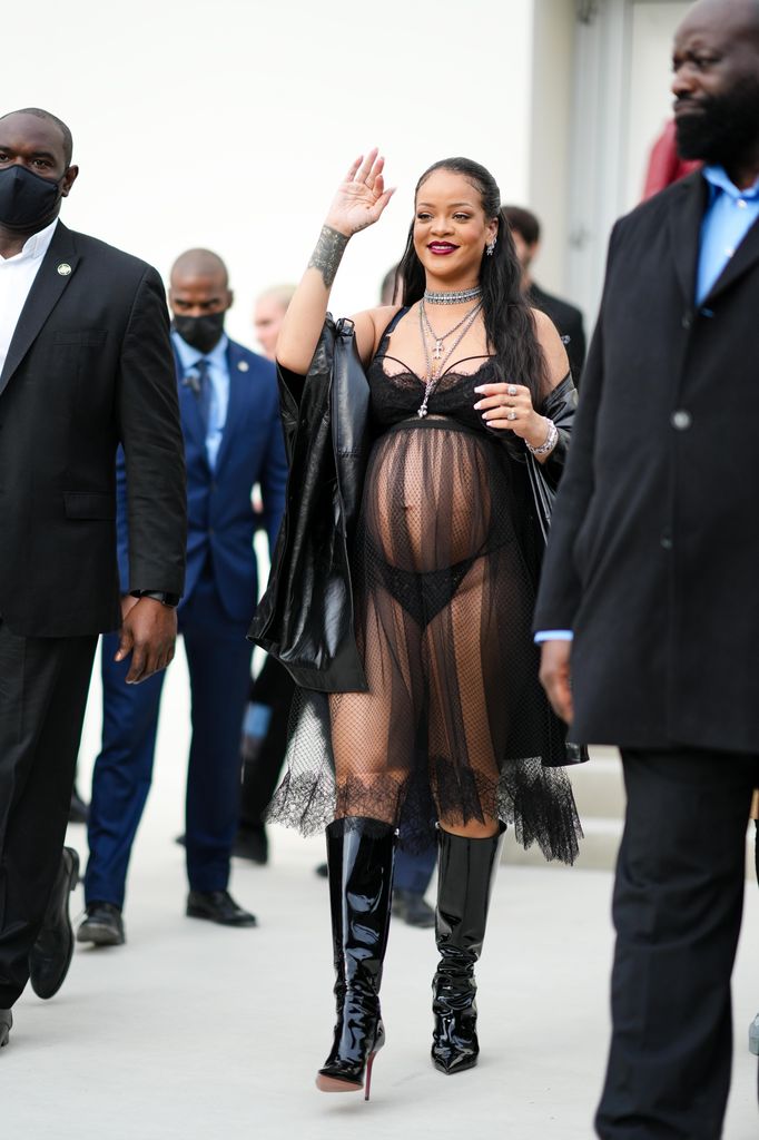 Rihanna is seen outside the Dior show, during Paris Fashion Week - Womenswear F/W 2022-2023, on March 01, 2022 in Paris, France
