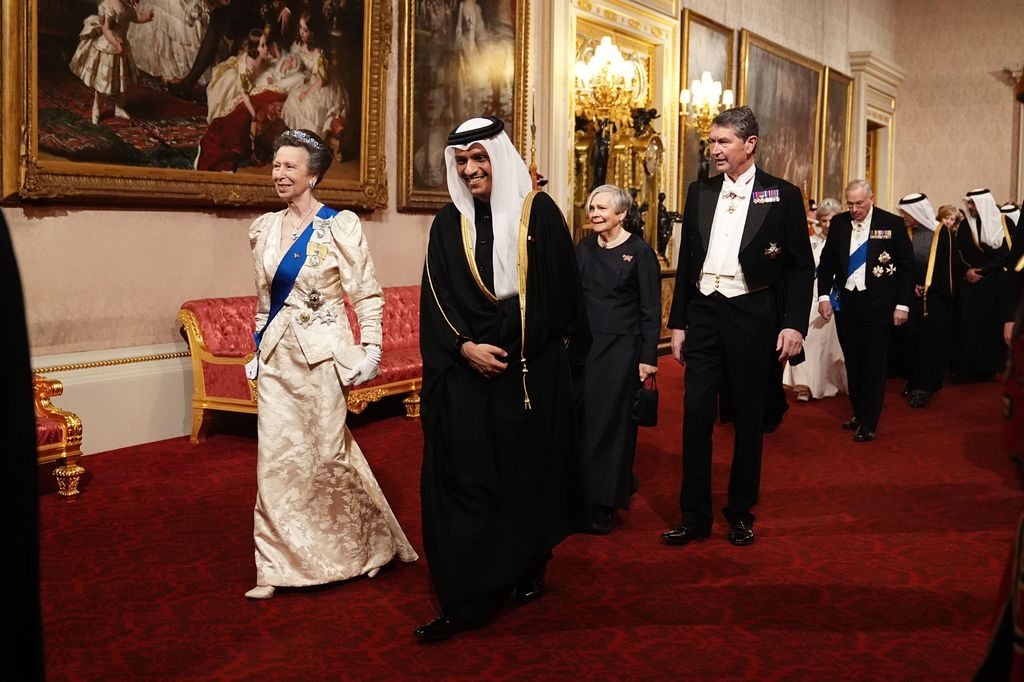 Princess Anne walking with Sheikh Mohammed bin Abdulrahman bin Jassim Al Thani