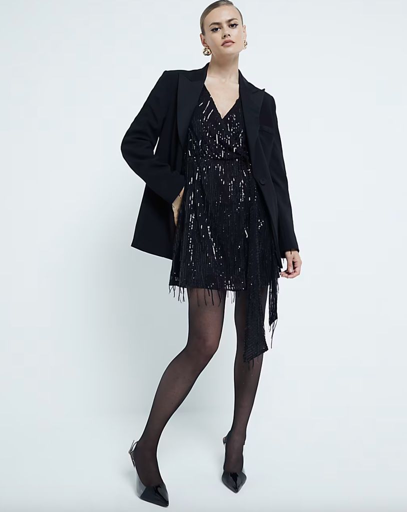 River Island black sequin dress