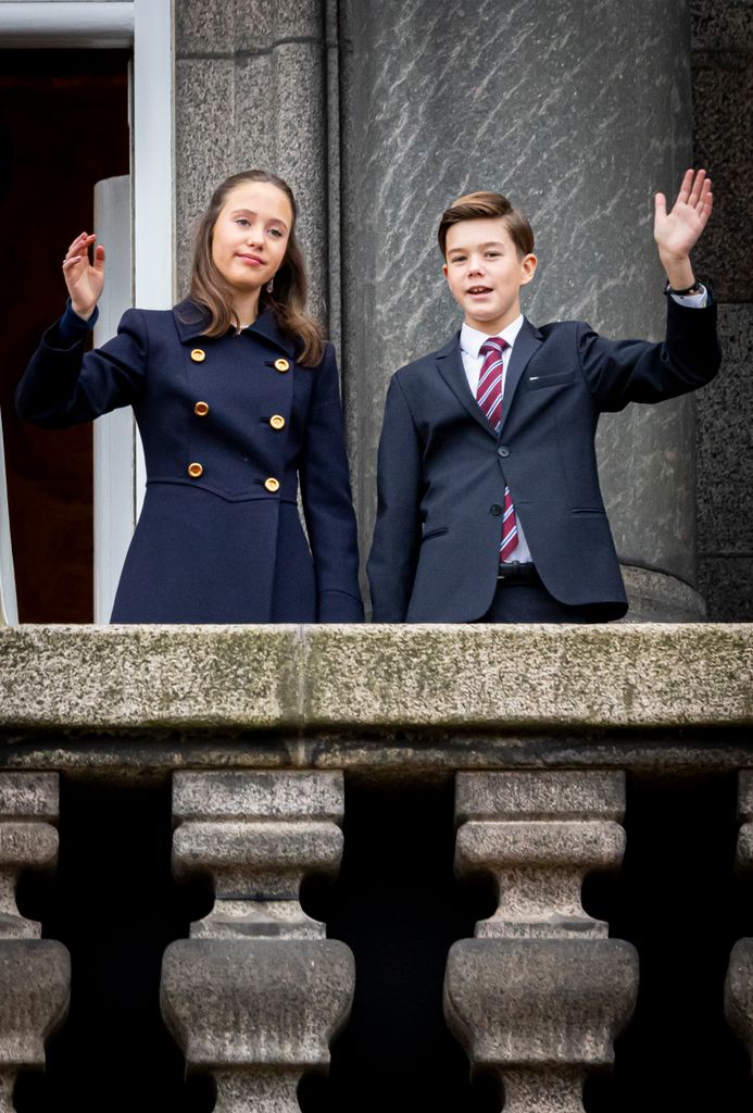 Princess Josephine of Denmark and Prince Vincent of Denmark at the proclamation of HM King Frederik X and HM Queen Mary of Denmark