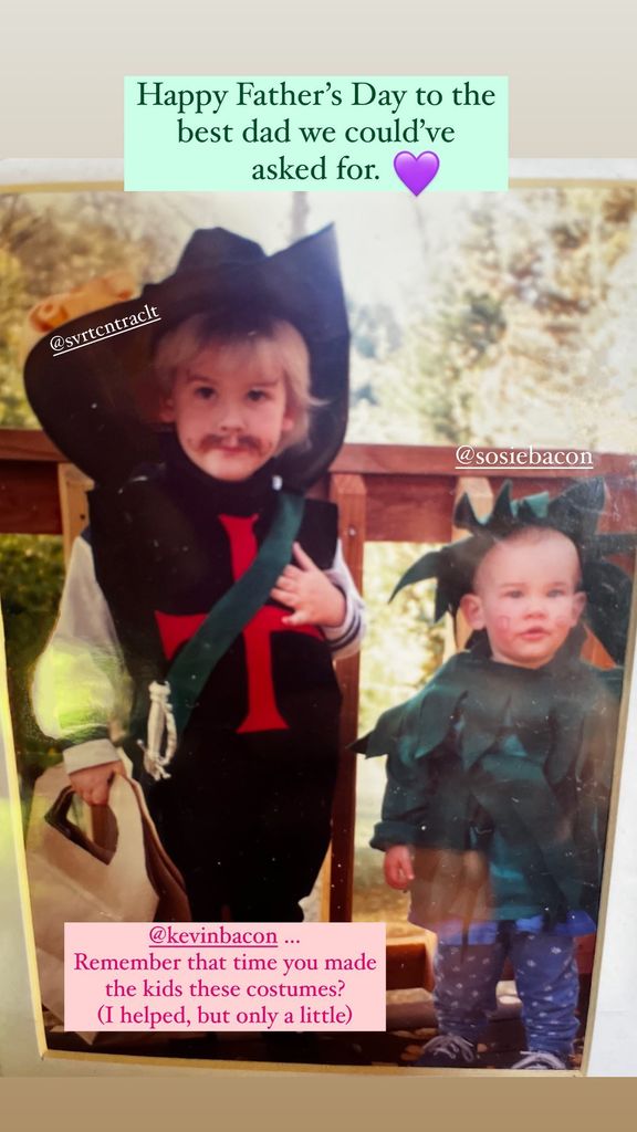 Kyra Sedgwick shares a throwback image of children Travis and Sosie Bacon in honor of Father's Day on Instagram