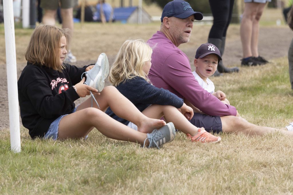 Mike Tindall with Mia, Lena and Lucas at Wellington International Horse Trials