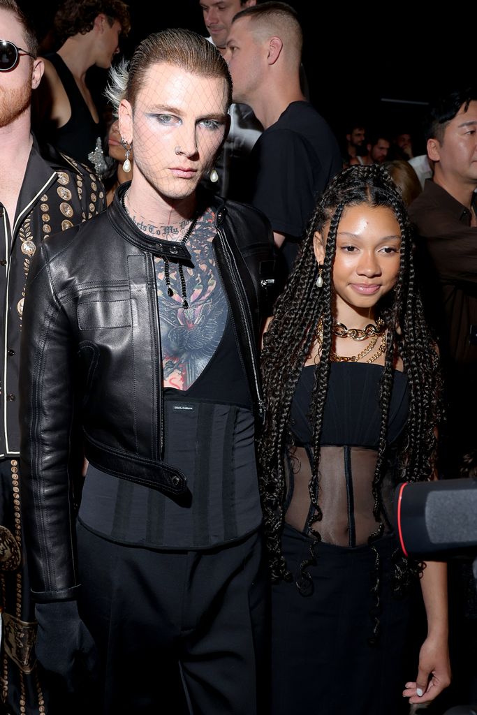 Machine Gun Kelly and Casie Colson Baker are seen front row at the Dolce&Gabbana Spring/Summer 2024 fashion show during the Milan Fashion Week menswear spring/summer 2024 on June 17, 2023 in Milan, Italy