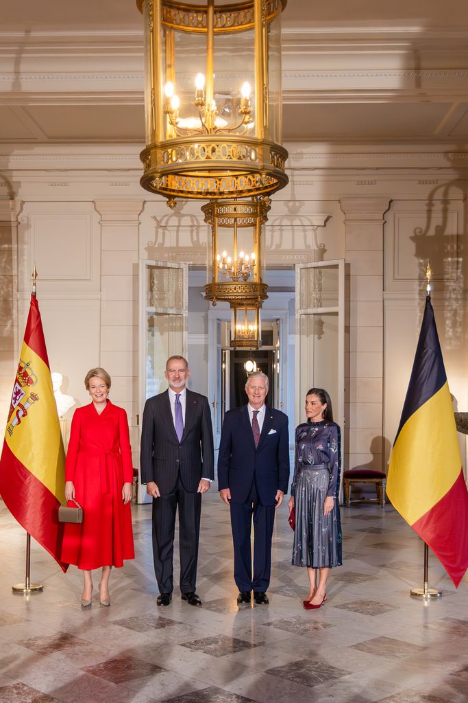 King Felipe VI of Spain and Queen Letizia of Spain are welcomed by King Philippe and Queen Mathilde of Belgium as they visit Belgium as part of the Europalia Espagne 2025 Festival