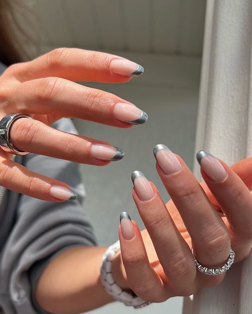 metallic french nails 