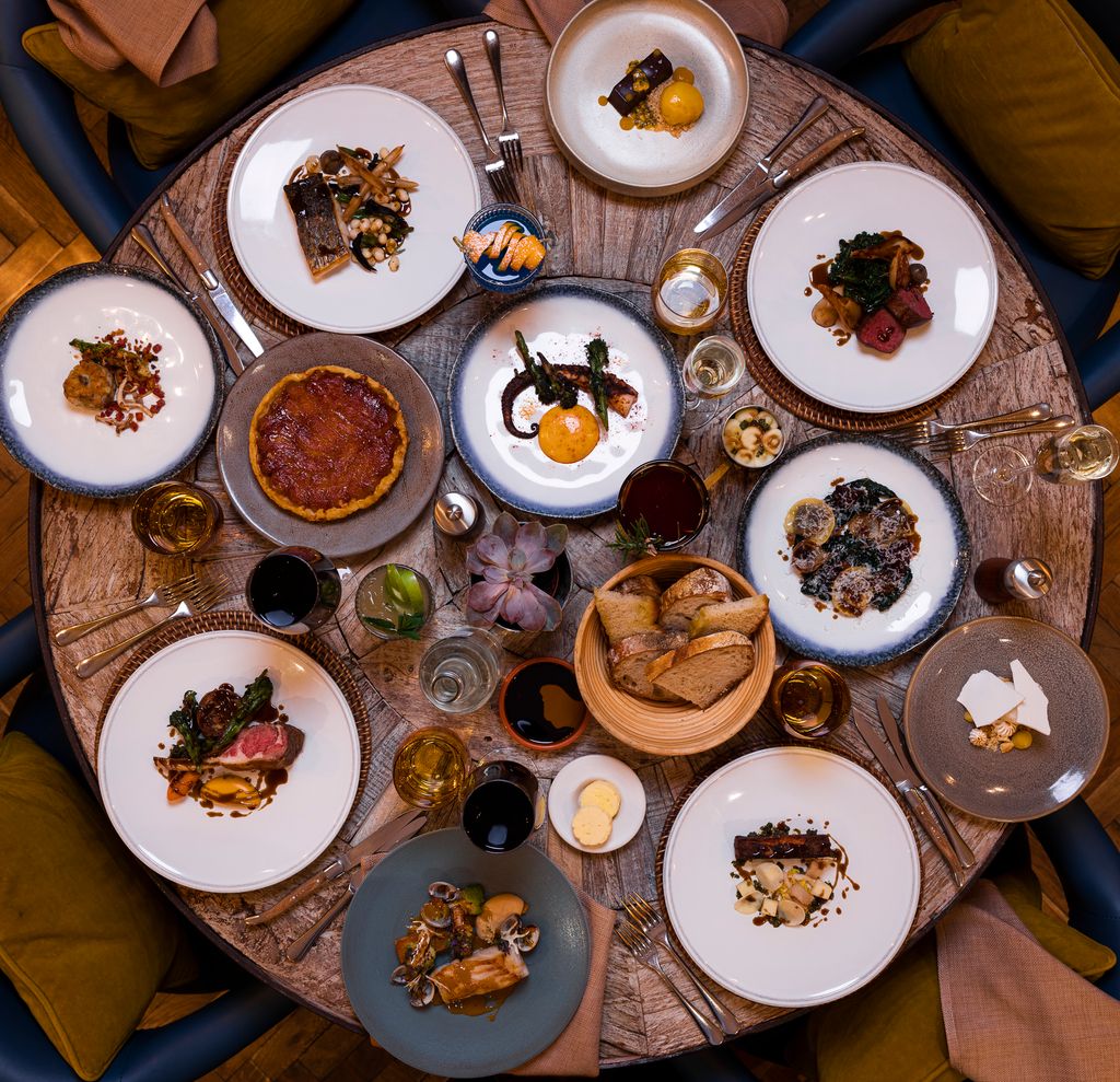 Table full of sharing plates