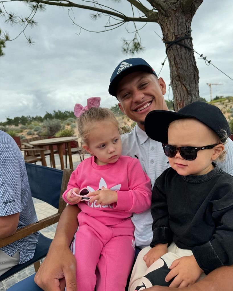 Patrick Mahomes on holiday with his two children