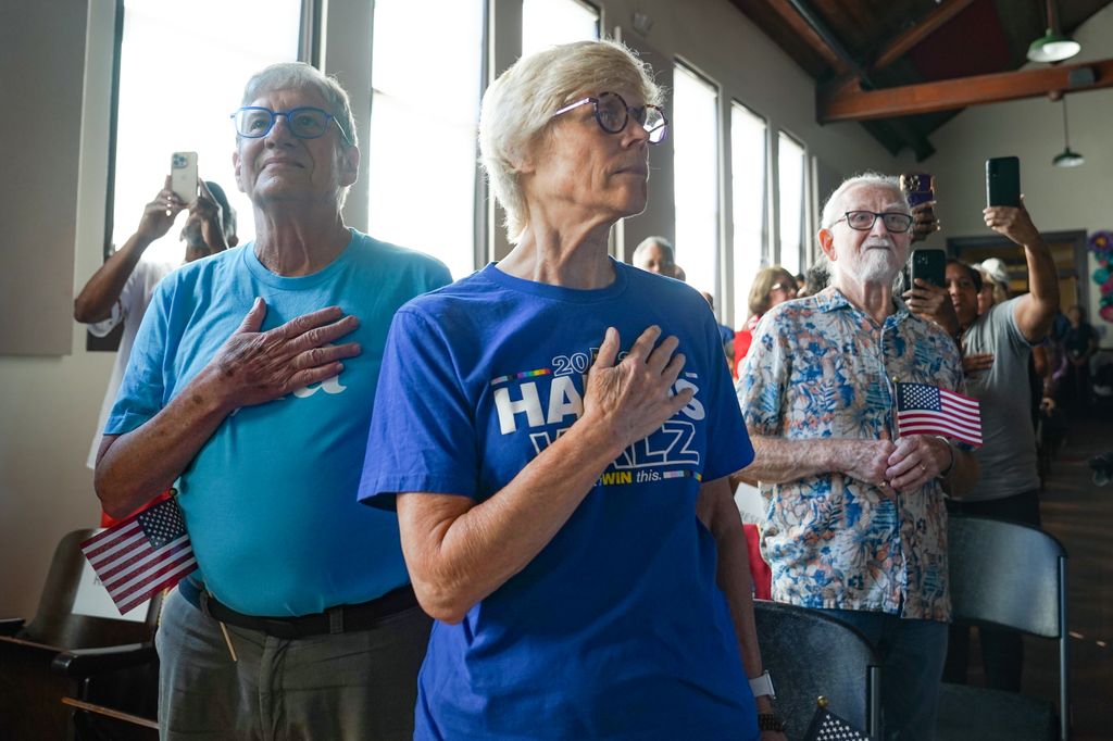 Jimmy Carters son Chip Carter and wife Becky Carter attend a Nationalization Ceremony hosted by the Jimmy Carter National Historical Park on October 1, 2024 in Plains, Georgia. 