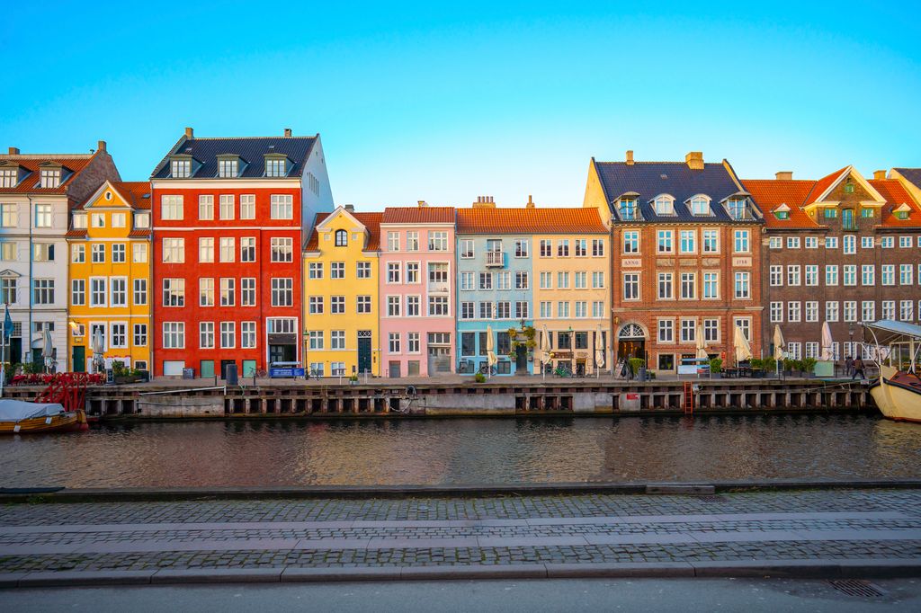 Colorful vibrant houses at Nyhavn harbor in Copenhagen, Denmark