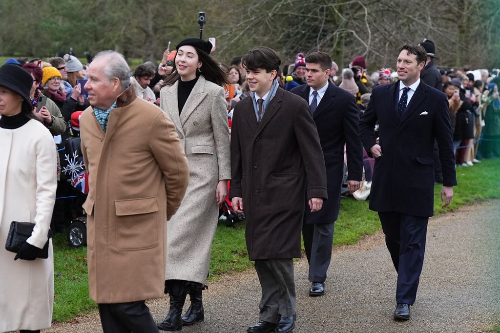 The Earl of Snowdon, Samuel Chatto, and Arthur Chatto attending the Christmas Day morning church service