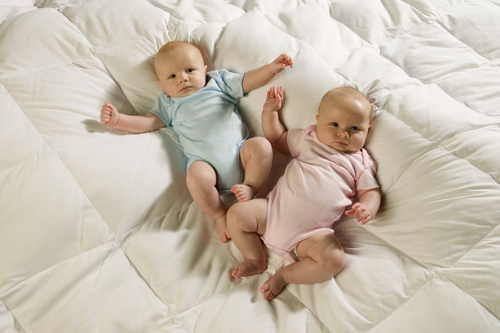 Twin Babies on Bed