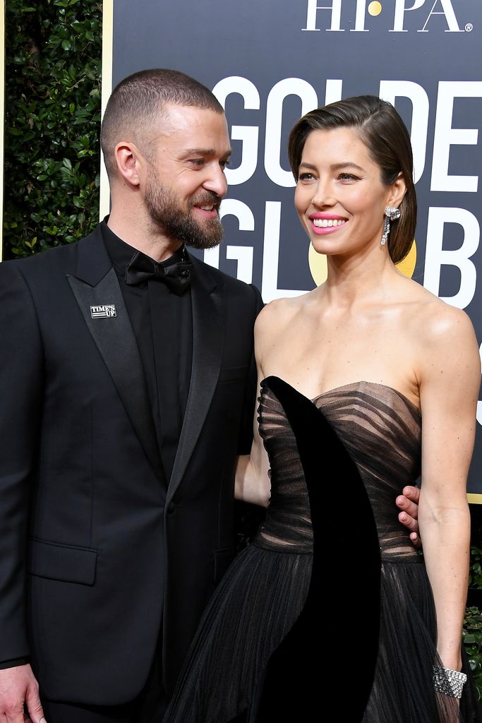 Singer/actor Justin Timberlak andJessica Biel attend The 75th Annual Golden Globe Awards in 2018