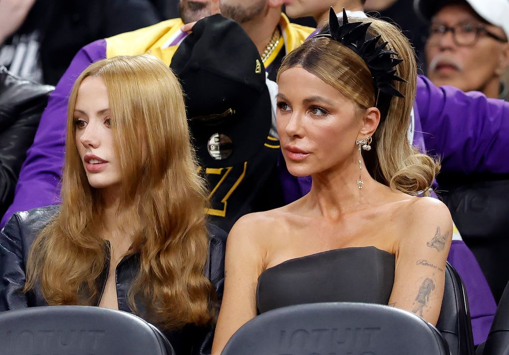 Kate Beckinsale and Lily Mo Sheen attend a basketball game between the Los Angeles Clippers and the Los Angeles Lakers 