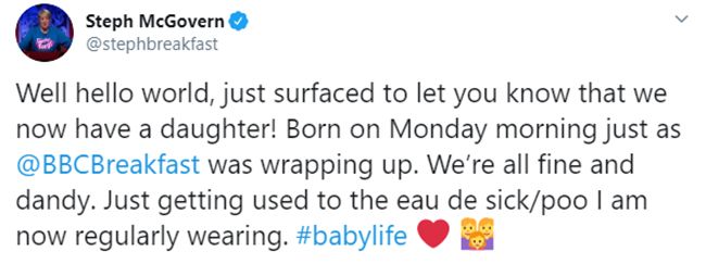 steph mcgovern baby announcement