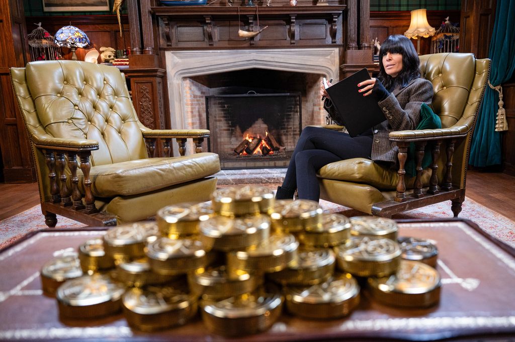 Claudia Winkleman sat in an armchair