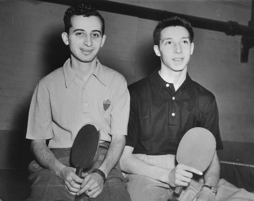 Richard Miles and Marty Reisman in London for the World Championships in table tennis in 1948