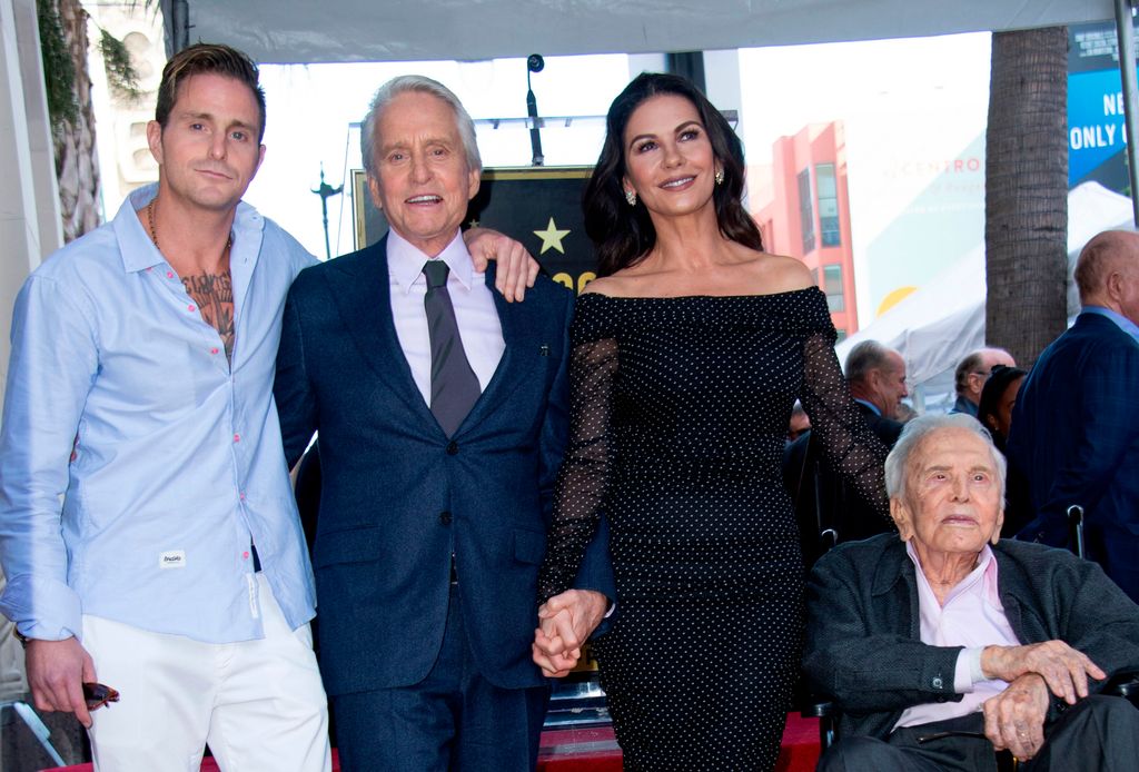 Cameron Douglas, Michael Douglas, Catherine Zeta-Jones attend the ceremony honoring actor Michael Douglas with a Star on Hollywood Walk of Fame, in Hollywood, California on November 6, 2018