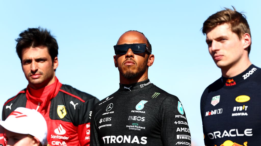 Carlos Sainz, Lewis Hamilton and Max Verstappen 