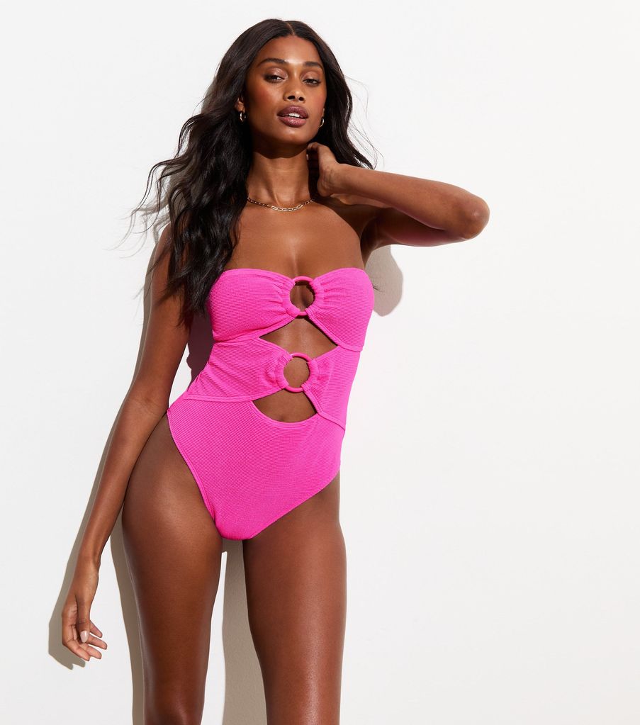 New Look pink ribbed swimsuit