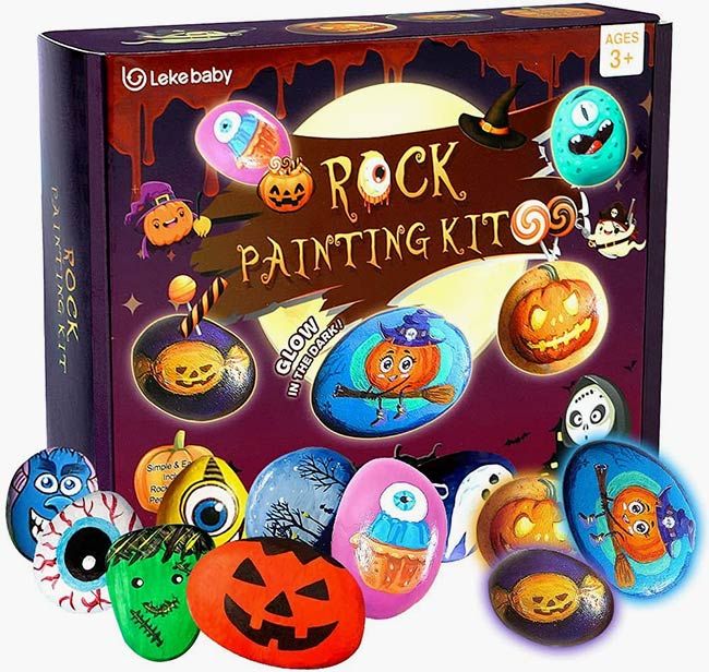 halloween rock painting