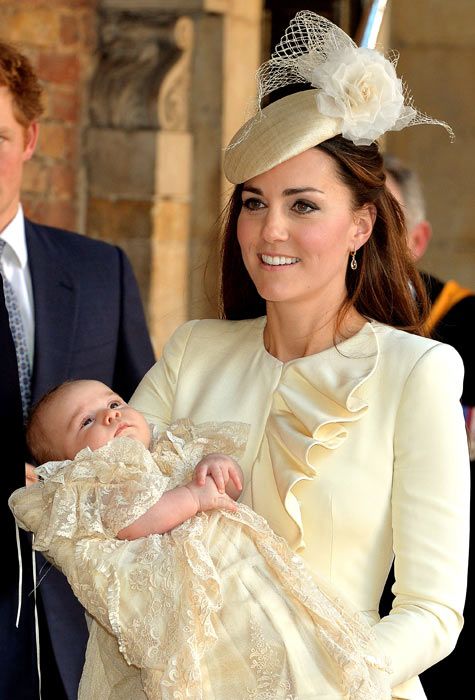 Kate Middleton and Prince George at his christening