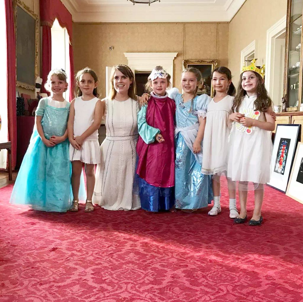 Harper Beckham and her friends pictured with Princess Eugenie