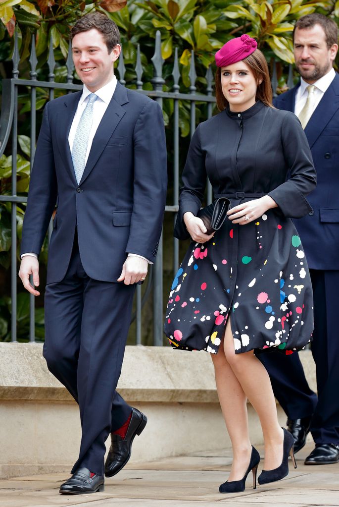 Jack Brooksbank and Princess Eugenie attended the Easter Sunday service just months before their royal wedding