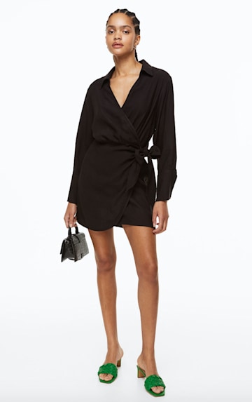 H&M black wrap dress