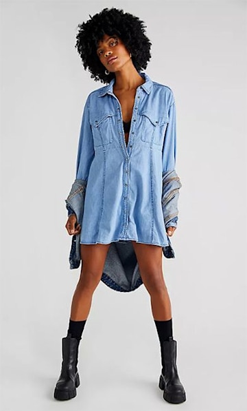 free people denim shirt dress