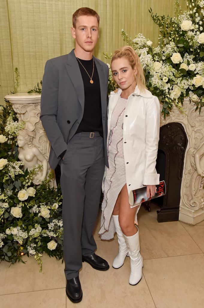 Harris Dickinson and Rose Gray attend the British Vogue and Tiffany & Co. Fashion and Film Party at Annabel's on February 2, 2020 in London, England. 