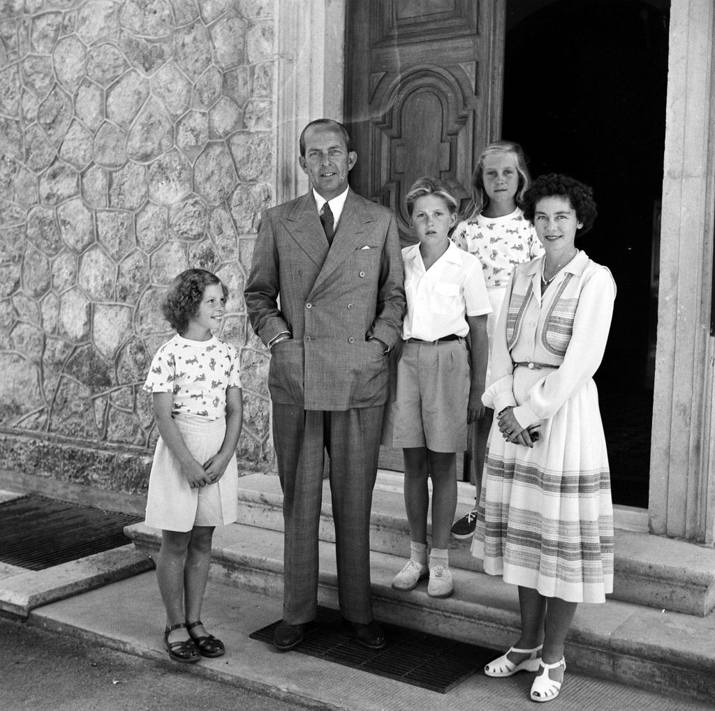 King Paul and Queen Frederica of Greece with Constantine, Sofia and Irene in the 1950s