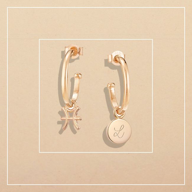 Merci Maman Personalised Zodiac Hoop Earrings