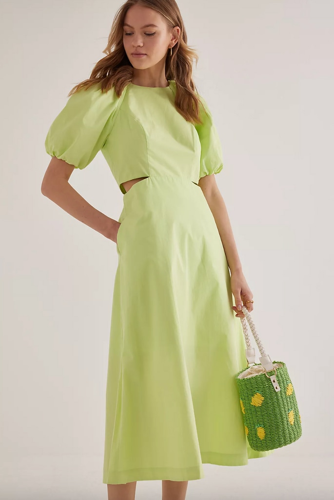 Anthropologie green midi dress