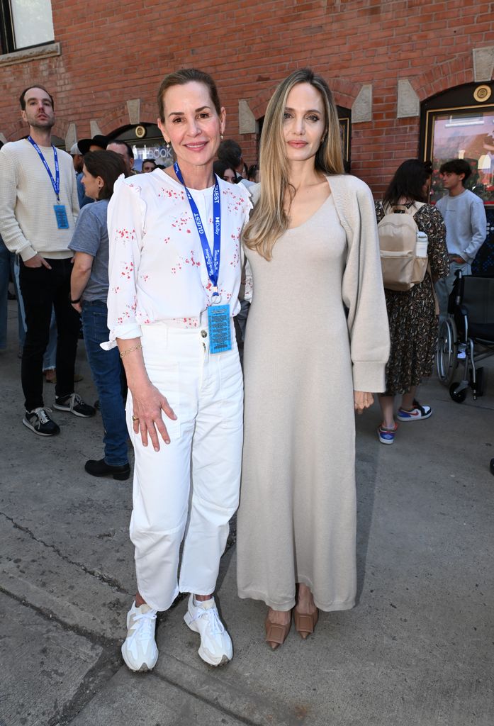 Angelina Jolie and Embeth Davitz attend the Telluride Film Festival on August 31, 2024 in Telluride, Colorado