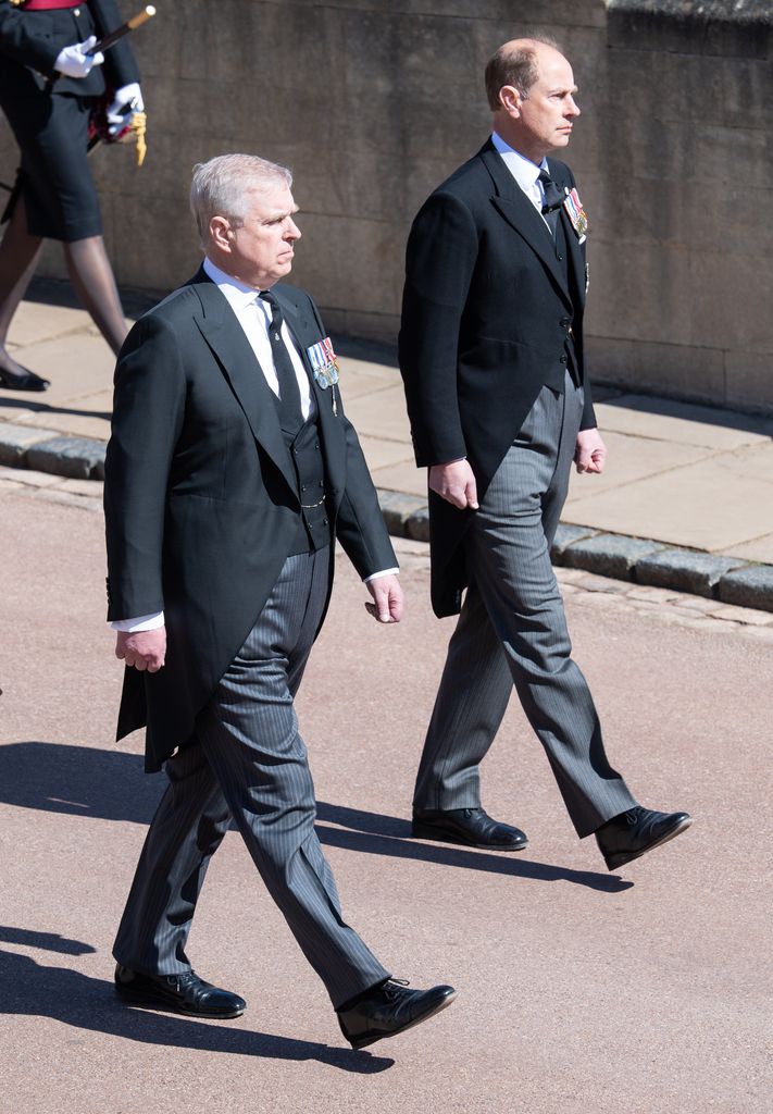 Prince Andrew and Prince Edward at Prince Philip's funeral