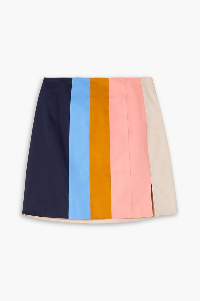 Color-block cotton mini skirt