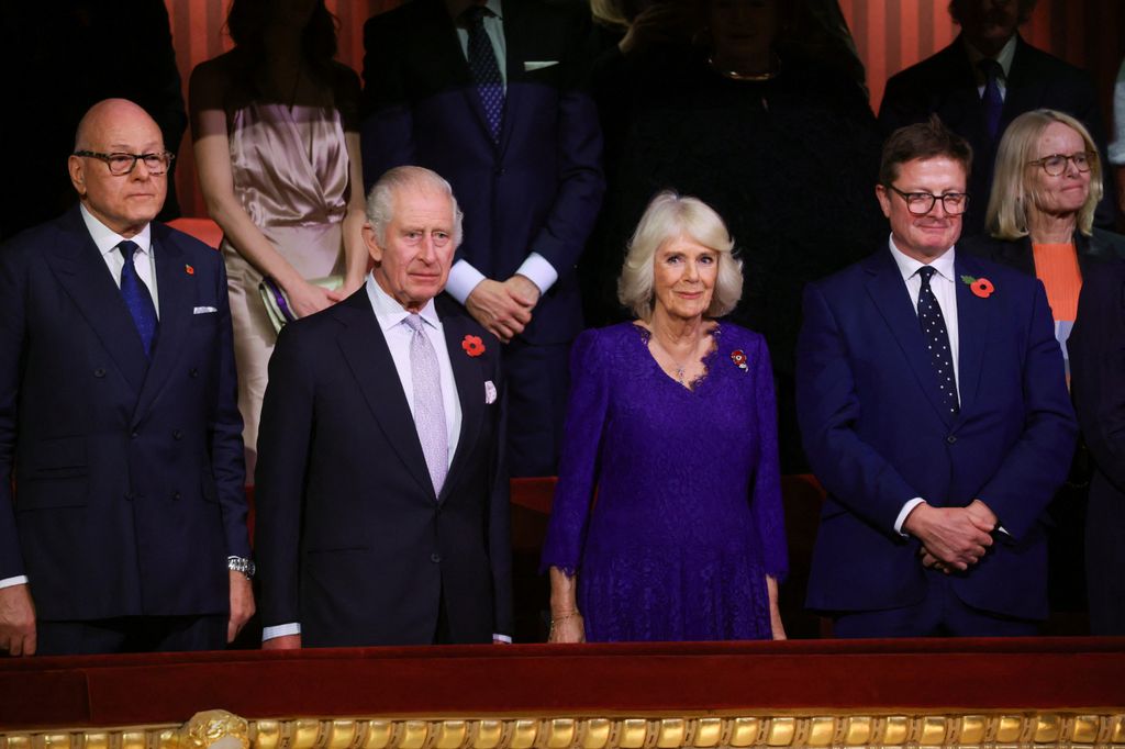 King Charles III, Queen Camilla, Chair of the Royal Opera House Board of Trustees Sir Lloyd Dorfman and Chief Executive of the Royal Opera House Alex Beard 