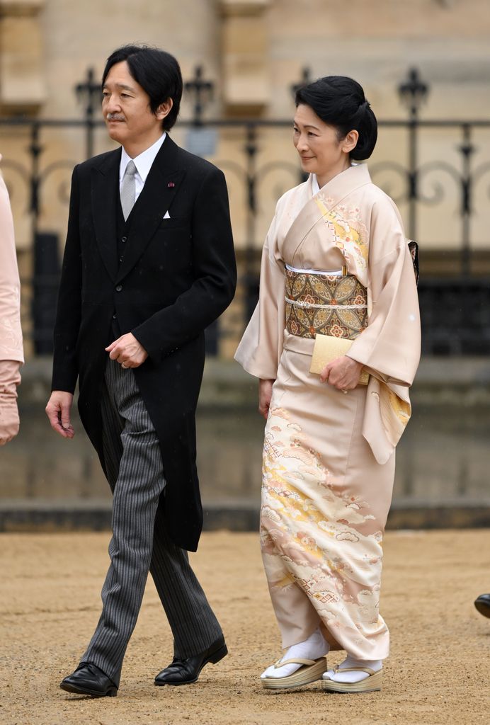 Crown Prince Akishino and Crown Princess Kiko walking